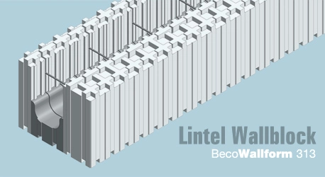 Isometric drawing of the Wallform 313 Lintel wallblock