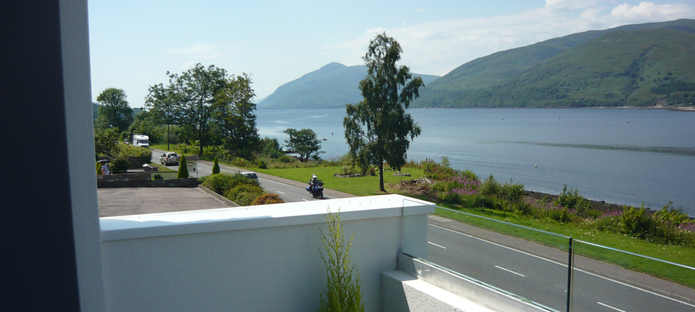 View from front balcony across the Loch from Wallform self build home