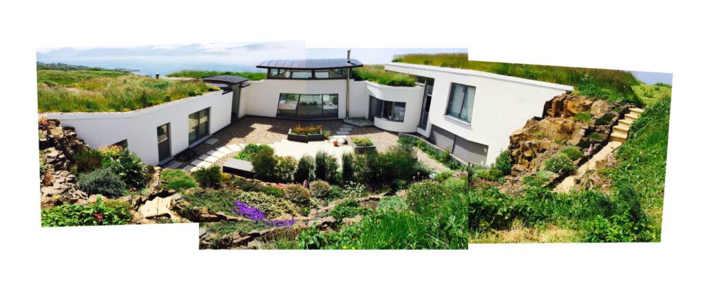 Courtyard of earth-sheltered ICF self-build