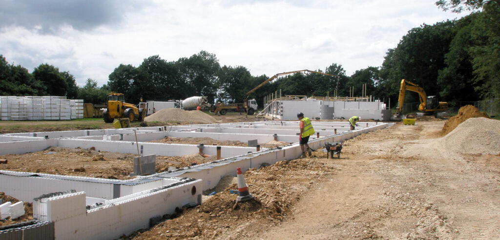 Wallform substructure to 18 new link houses built to passivhaus standard in Lincolnshire
