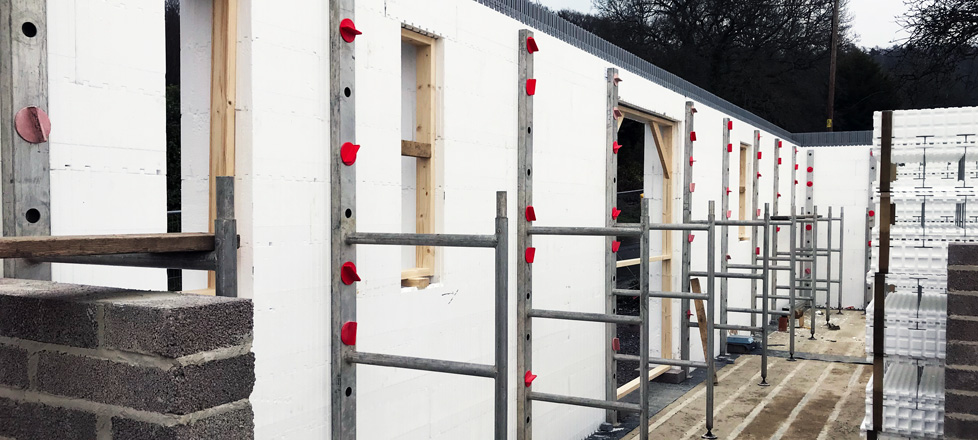 Wallform Alignment and Prop Support frames supporting Wallform ICF system